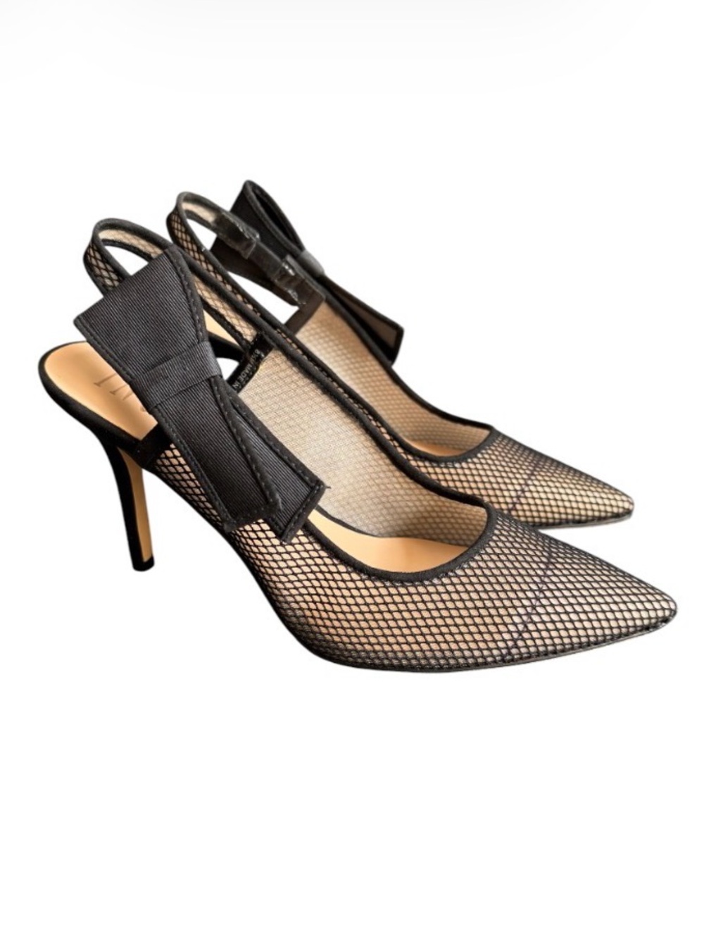 INC Mesh Bow Slingback Pumps Y2K Coquette Black Heels Womens 8.5 NWT NEW